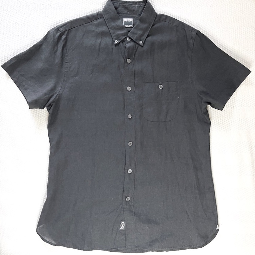 Todd Snyder Black Short Sleeve 100% Linen Shirt Size Medium Perfect Condition